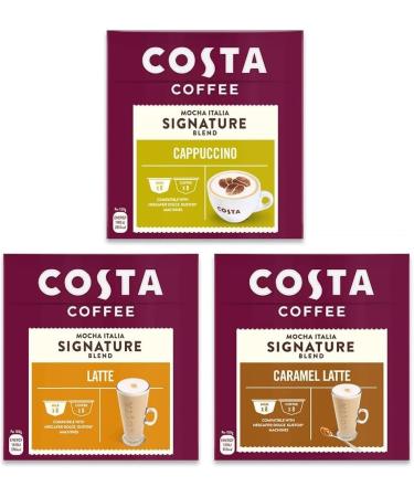 Pack of 3 boxes of 16 capsules compatible with Dolce Gusto Costa - Latte Caramel Cappuccino - Total of 48 pods - 24 drinks - Buy Online on GoSupps.com