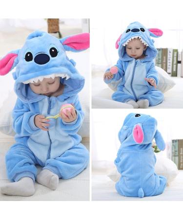 TMEOG Baby Romper Hooded Jumpsuit | Unisex 6-12 Months | Blue Star Design | Autumn Winter Flannel Clothing - Buy Online on GoSupps.com