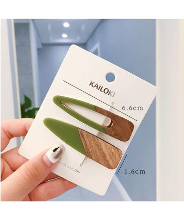 Geometric Green Hair Clips for Women - Stylish Wooden Hair Accessories - Buy Online on GoSupps.com