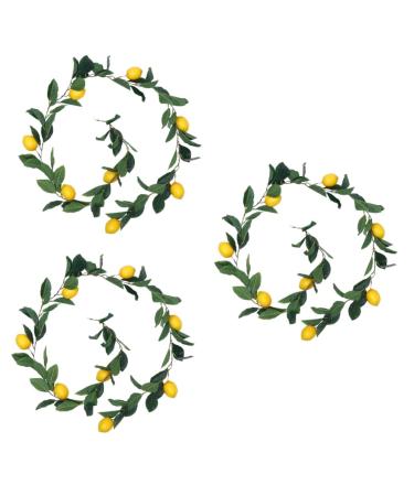 HOMSFOU 3 Pcs Simulation Lemon Rattan Hanging Vine Plant Garland Fruit Garland Mantle Garland Lemon Garland Diy Lemon Berry Vine Simulated Lemon Vine Spring Fake Flower Vine Silk Cloth