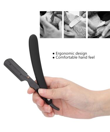 Professional Barber Straight Edge Razor | Stainless Steel Comfortable Handle Single Edge Blades - S80 Black - Buy Online on GoSupps.com