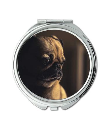 Mirror Compact Mirror Dog Pug Puppy Pet Animal Canine Purebred Pocket Mirror portable mirror