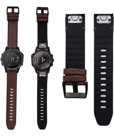 Abanen Leather Watch Bands for Fenix 6 / Fenix 5 / Fenix 7  QuickFit 22mm Soft Genuine Leather with Silicone Sweatproof Wrist Strap for Garmin Fenix 6 Pro/Sapphire Instinct  EPIX 2 Approach S62/S60 Coffee - Buy Online on GoSupps.com