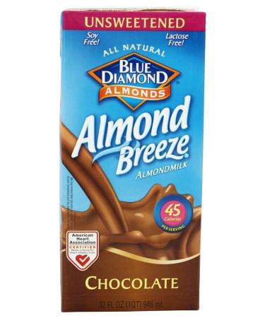 Blue Diamond Breeze Unsweetened Chocolate, 32-ounces (Pack of6) Chocolate,Unsweetened 32 Fl Oz (Pack of 6)