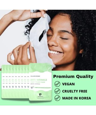 ParadiseGal 10 Anti-Wrinkle Face Masks - Korean Skin Care with Collagen, Green Tea, Glutathione, Niacinamide & Ceramide - Buy Online on GoSupps.com