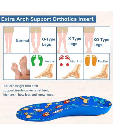 Kids Orthotic Insoles for Flat Feet & Plantar Fasciitis - Arch Support Shoe Inserts for Heel Pain Relief - Foot Alignment & Leg Correction - Size US Little Kid 13-2 / 20cm - Buy Online on GoSupps.com