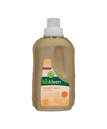 Biokleen Natural Laundry Detergent – 64 HE Loads - Liquid, Concentrated, Eco-Friendly, Non-Toxic, Plant-Based, No Artificial Fragrance, Colors or Preservatives, Citrus Essence Citrus Essence 32 Fl Oz (Pack of 1)