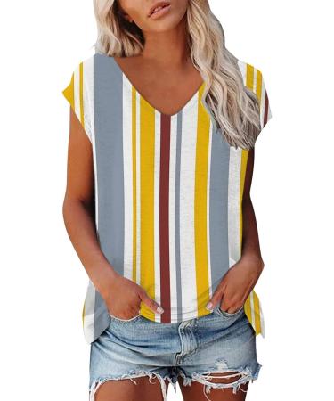 Short Sleeve T Shirts Clothing Woman T-Shirt Casual Black Clothing Top Women's Floral Pattern for Women Crop Tops Shirt Shirts Top Women's Summer Tank Top 2-yellow L - Buy Online on GoSupps.com