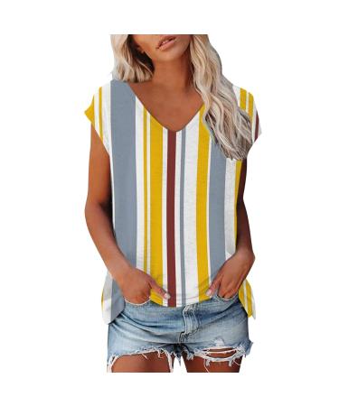 Short Sleeve T Shirts Clothing Woman T-Shirt Casual Black Clothing Top Women's Floral Pattern for Women Crop Tops Shirt Shirts Top Women's Summer Tank Top 2-yellow S
