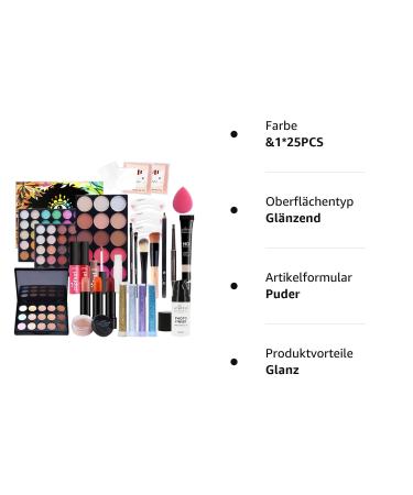 All-in-One Make-Up Case & Set for Girls - 25pcs Cosmetic Palette Eyeshadow Lipstick & Blush Starter Kit Gift - Buy Online on GoSupps.com
