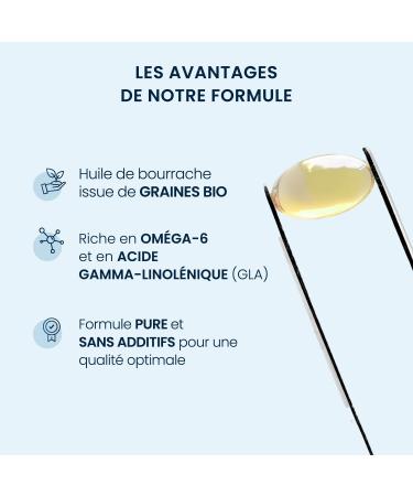 Borage Oil - 60 Capsules 500 mg - Rich in Omega 6 & 9-1 Months - Vegan - For Skin Hair Joints and Wellness - Organic Cold Pressed Seeds Made in France - Dynveo - Buy Online on GoSupps.com