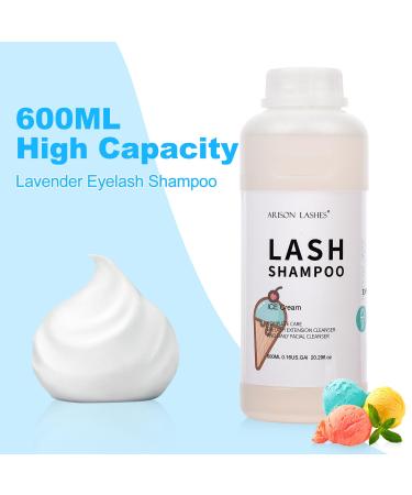 ICE CREAM Eyelash Extension Shampoo 600ml - Paraben & Sulfate Free Foaming Cleaner for Extensions & Natural Lashes - Safe for Professional & Self-Use - Buy Online on GoSupps.com