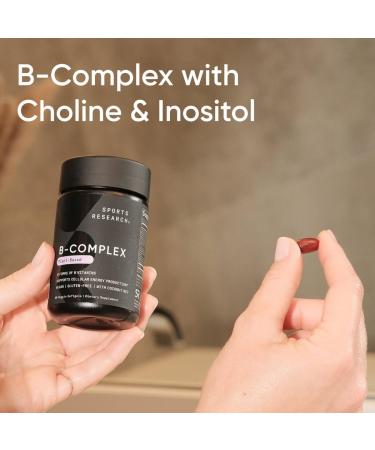 Buy Sports Research Vitamin B-Complex - Plant-Based & Vegan-Friendly - Full Spectrum B Vitamins - 60 Veggie Softgels - International Shipping Available - Buy Online on GoSupps.com