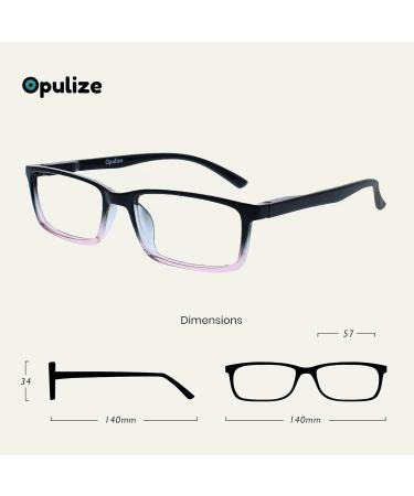 Opulize Sea Glasses | Blue Light Filter Computer & Gaming Glasses for Men +3.50 Diopters | Anti-Reflective Narrow Frame with Spring Hinges - Black to Pale Pink - Buy Online on GoSupps.com