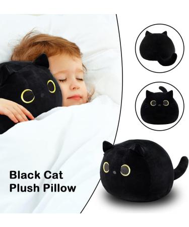 KOMUNJ Black Cat Plush 30cm - Soft Stuffed Animal Toy for Kids & Adults | Cute Cat Pillow Gift for Valentines & Birthday - Buy Online on GoSupps.com