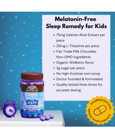Good Day Chocolate Natural Valerian Root for Kids Herbal Sleep Supplement Organic Wildberry Flavor Fair Trade and Non-GMO Chocolate L-Theanine 50 Pieces - Buy Online on GoSupps.com