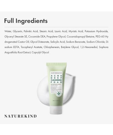 NATUREKIND Acne Deep Cleansing Foam, Formulated with Salicylic Acid for Acne Prone Skin, Daily Acne Face Wash for Removing Sebum and Dead Cells, Korean Skin Care, 100ml, 3.38 fl. oz. - Buy Online on GoSupps.com