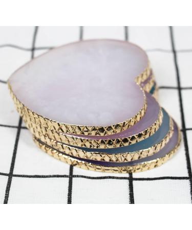 Tinsow 4 Pcs Resin Stone Nail Art Palette | Golden Edge Pigment Mixing Plate | Manicure Nail DIY Tool - Heart Design - Buy Online on GoSupps.com