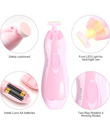 6-in-1 Baby Nail File Safety Cutter with LED Light - Safe & Quiet Trimmer for Newborns and Toddlers (Pink) - Buy Online on GoSupps.com