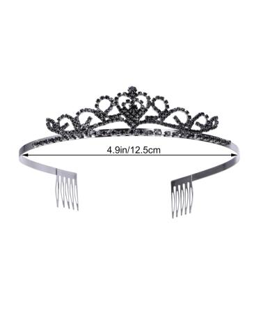 Elegant Minkissy Black Crystal Bride Wedding Crown Tiara | Retro Queen Pageant Headdress for Weddings & Halloween Parties - Buy Online on GoSupps.com