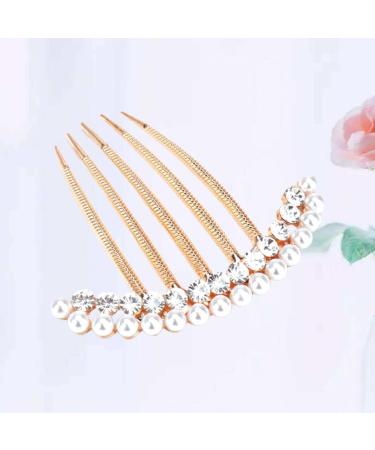 MAGICLULU Hair Insertion Comb Womens Hair Accessories Pearl Side Comb Rhinestone Hair Comb Bling Decor Hairpin Crystal Decor Gold Decor Headgear Bride European and American - Buy Online on GoSupps.com