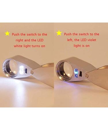 Spacmirrors Magnifying Glass LED Lights and Purple Lights 40X Optical High-Definition Glass Lenses Portable Handheld Magnifying Glass Identification Magnifying Glass Magnifier - Buy Online on GoSupps.com