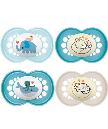 MAM Day & Night Silicone Pacifier Set (16+) - 4 Pacifiers & 2 Sterilized Boxes | Buy Internationally - Buy Online on GoSupps.com