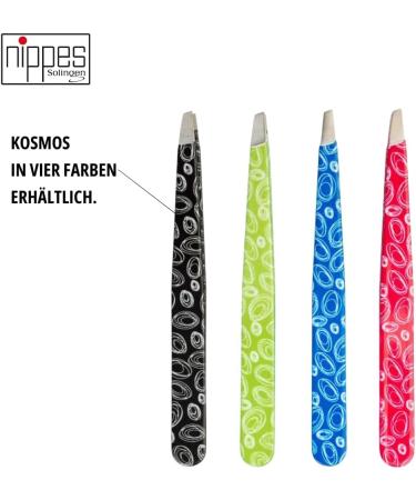 Nippes KOSMOS cosmetic tweezers in pink bevelled tip stainless steel colourful lacquered 9 cm long fine tweezers tear off eyebrow tweezers - Buy Online on GoSupps.com