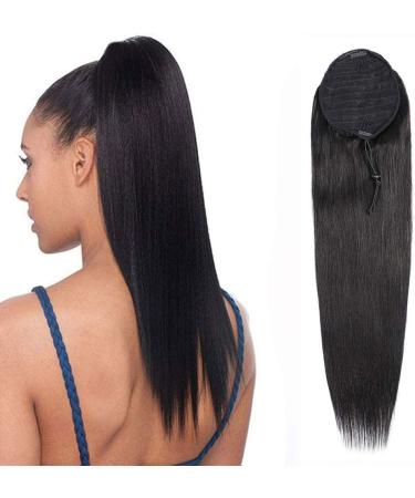 Hair Chignon 8-24 Inch Ponytail Human Hair Extensions Straight Hair with Drawstring Hair Slices Women Black Ponytail Hair Bun Messy Bun Hair Piece (Color : Straight Size : 24 inch) - Buy Online on GoSupps.com