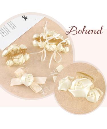 Bohend Wedding Roses Hair Claw - Thick White Hair Clip & Lace Headband | Stylish Hair Accessories for Women & Girls - International Shipping Available - Buy Online on GoSupps.com