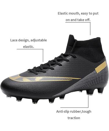 Kids Soccer Cleats - Aiqzsh Boys Girls Football Shoes Black-1 7 | Anti-Slip Athletic Indoor/Outdoor Sports Shoes - Buy Online on GoSupps.com