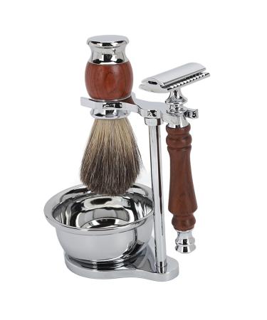 Men's Shaving Set Stand Easy to Clean Soap Fine Workmanship Manual Shaving Set with Wooden Handle As a Gift for Men