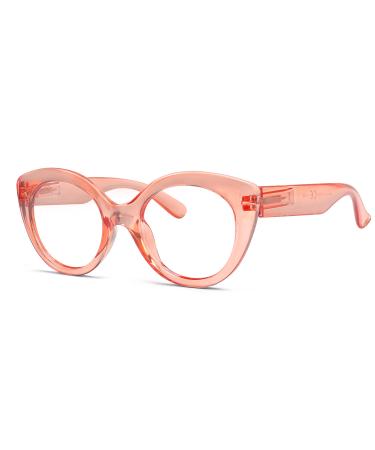 Eyekepper Round Reading Glasses - Oversized Frame Fashion Reading Aid for Women - Pink