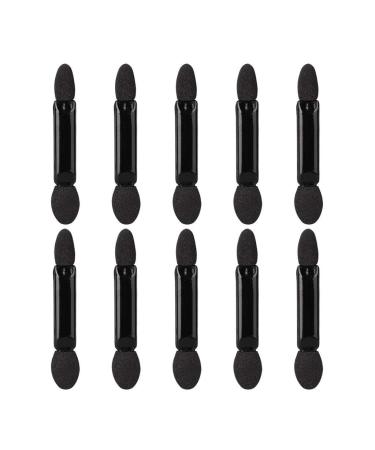 Fpoqbod 10 Pack Disposable Eyeshadow Brush Sponge Tipped Oval Makeup Tool Dual Sides Eyeshadow Brush Comestic Applicator (Black)