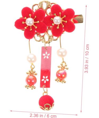 minkissy 5 Pairs Antique Red Hairpin Tassel Hair Accessories Pom Pom Tassels Hair Clips Barrettes Red Furry Balls Bow Hair Clips Girls Tassel Hair Clip Cloth Princess Flower Hair Girl Child - Buy Online on GoSupps.com