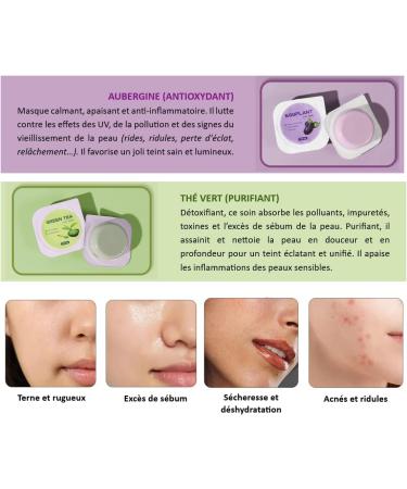 Yofesty - 10 Clay Masks - Face - Organic Natural - Rose Avocado Dead Sea Eggplant Green Tea - Moisturizing Absorbing Brightening Anti-aging - Normal Combination Dry Oily Skin - Travel & Gift - Buy Online on GoSupps.com