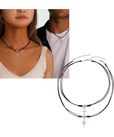 Oralgos Gothic Strass Cross Necklace - Handmade Vintage Collarbone Chain for Girls - Unique Metal Gift - Buy Online on GoSupps.com