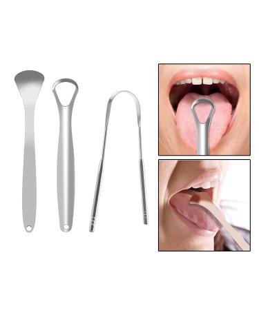 3 Pack Stainless Steel Tongue Scrapers - Reusable Metal Tool to Reduce Bad Breath - Buy Online on GoSupps.com