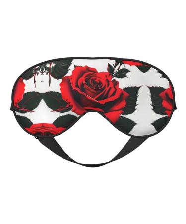 Red Rose Print Double-Sided Eye Mask Soft and Light Blocking for Enhancing Sleep Quality