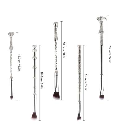 5-Piece Anime Magic Wand Makeup Brush Set - Metal Grip Silver - Foundation Blush Eyeshadow & Concealer - Perfect Gift for Girls & Women - Buy Online on GoSupps.com