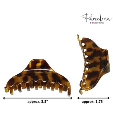 Parcelona French Boss Thin Light Tortoise Shell Brown Celluloid Hair Claw Clip Set - 2 Pack - Buy Online on GoSupps.com