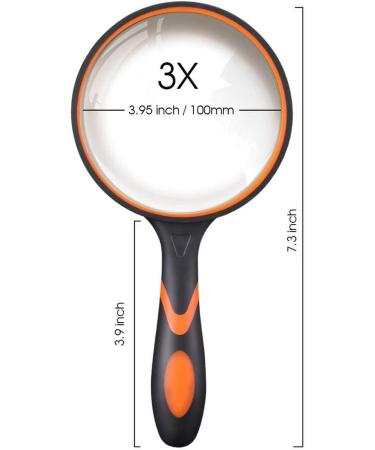 Pocket Magnifier Magnifying Glass 3X Handheld Reading Magnifier with Non Slip Soft Rubber Atmosphere - Buy Online on GoSupps.com