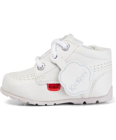 Kickers Kids Kick Hi Leather Ankle Boot - White, Size 1 UK Child - Buy Online on GoSupps.com