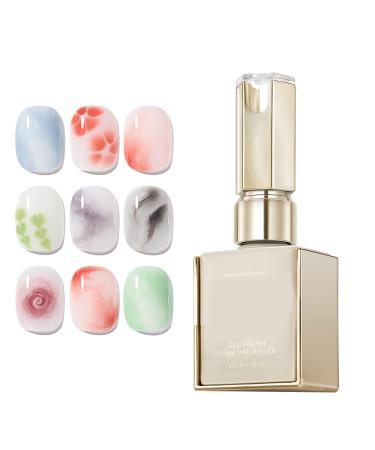 Hobngmuc Gel Effect | 15ml Bloom Effect UV Nail Stamping Gel Base Long-Lasting Watercolor Manicure Gel for Travel School Sightseeing or Home