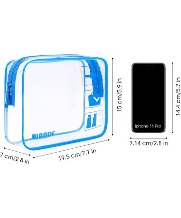 Portable Waterproof Clear Travel Toiletry Bags with Zippers - Set of 4 Navy Blue Quart Size Makeup Bags for Men and Women - Buy Online on GoSupps.com