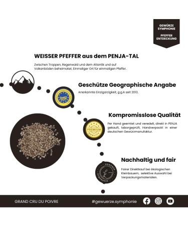 Buy Spices Symphony Penja White Pepper 150g | Coarse White Peppercorns for Mills | Premium Quality Penja Pepper - Buy Online on GoSupps.com