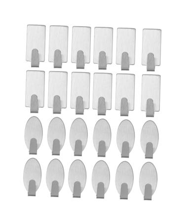 Alipis 24pcs Hook up Metal Clothing Rack Towel Hook Metal Hanger Keys Adhesive Hooks Picture Sticky Hook 3.2X1.5CM Silver