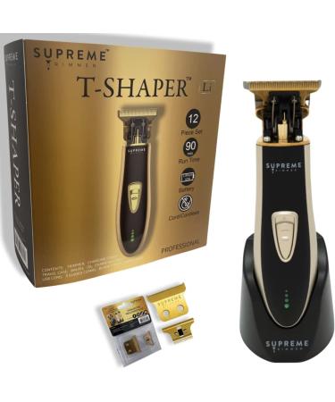 Men's Hair Trimmer by SUPREME TRIMMER ST5210 Beard Trimmer for Men Professional Barber Liner Cordless Hair Clipper – Gold T-Shaper Li (Extra Blade Included) Gold W/ Blades