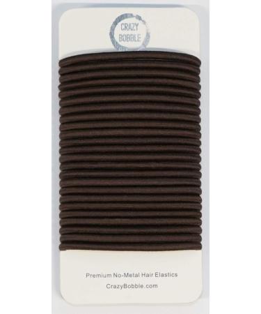 24 Pcs Dark Brown Crazy Bobble Premium Non-Metal Hair Elastics Hair Bands 4mm Thick Hair Ties For Adults and Kids