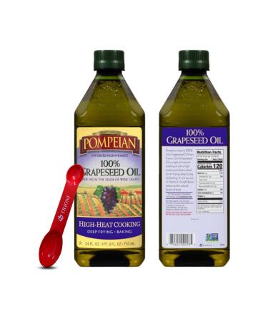 Pompeian Grapeseed Oil Bundle - 2 x 24 oz Bottles for High Heat Cooking | Ideal for Deep Frying & Baking | Includes TRIONI Spoon - Buy Online on GoSupps.com